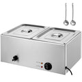 Commercial Food Warmer, 2-Pan Electric Steam Table, 1200W Professional Countertop Stainless Steel Buffet Bain Marie with