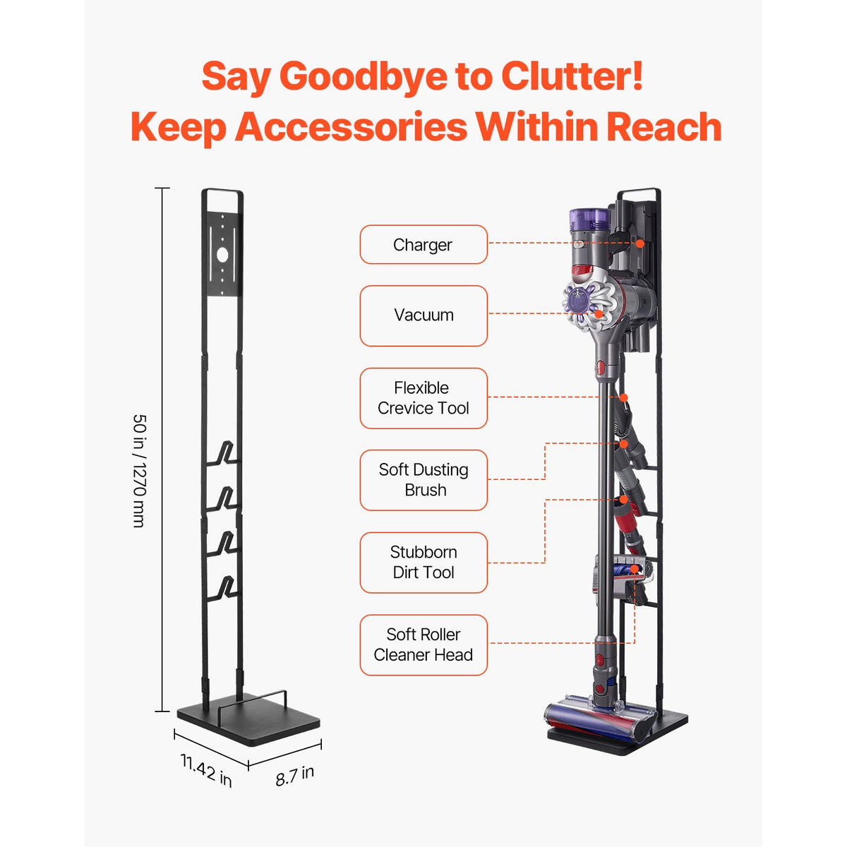 Freestanding Vacuum Storage Stand with 4 Hooks – Compatible with Selected Dyson Models