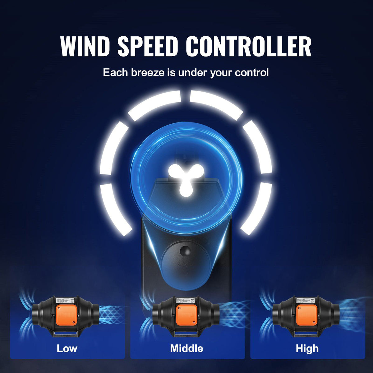 102 mm Inline Exhaust Duct Fan with Speed Controller – 129.7 CFM