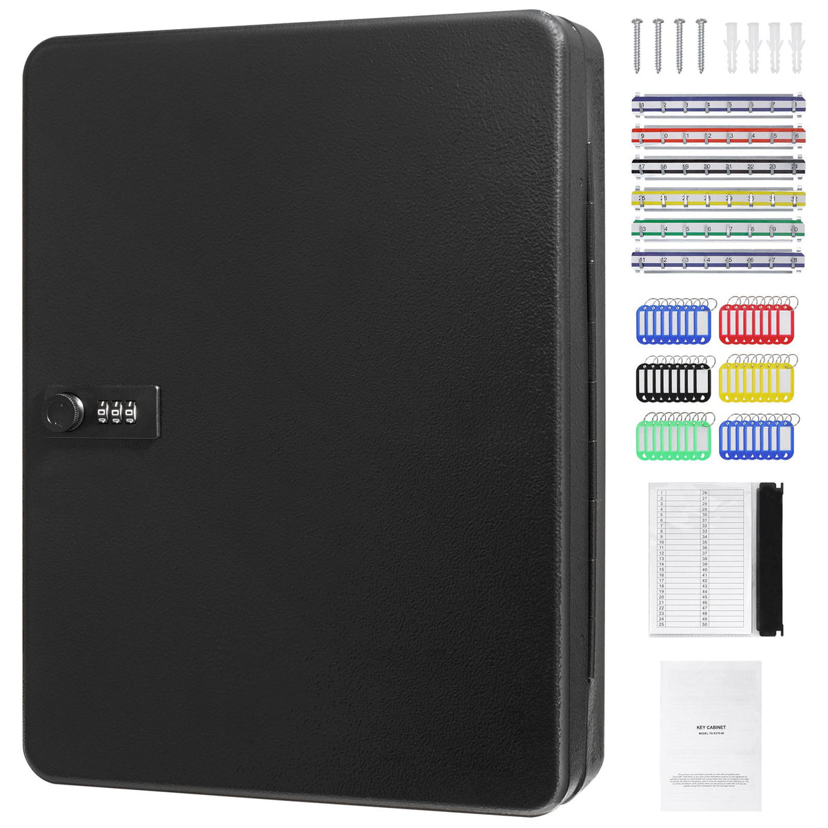 48-Key Wall-Mounted Steel Cabinet with Combination Lock