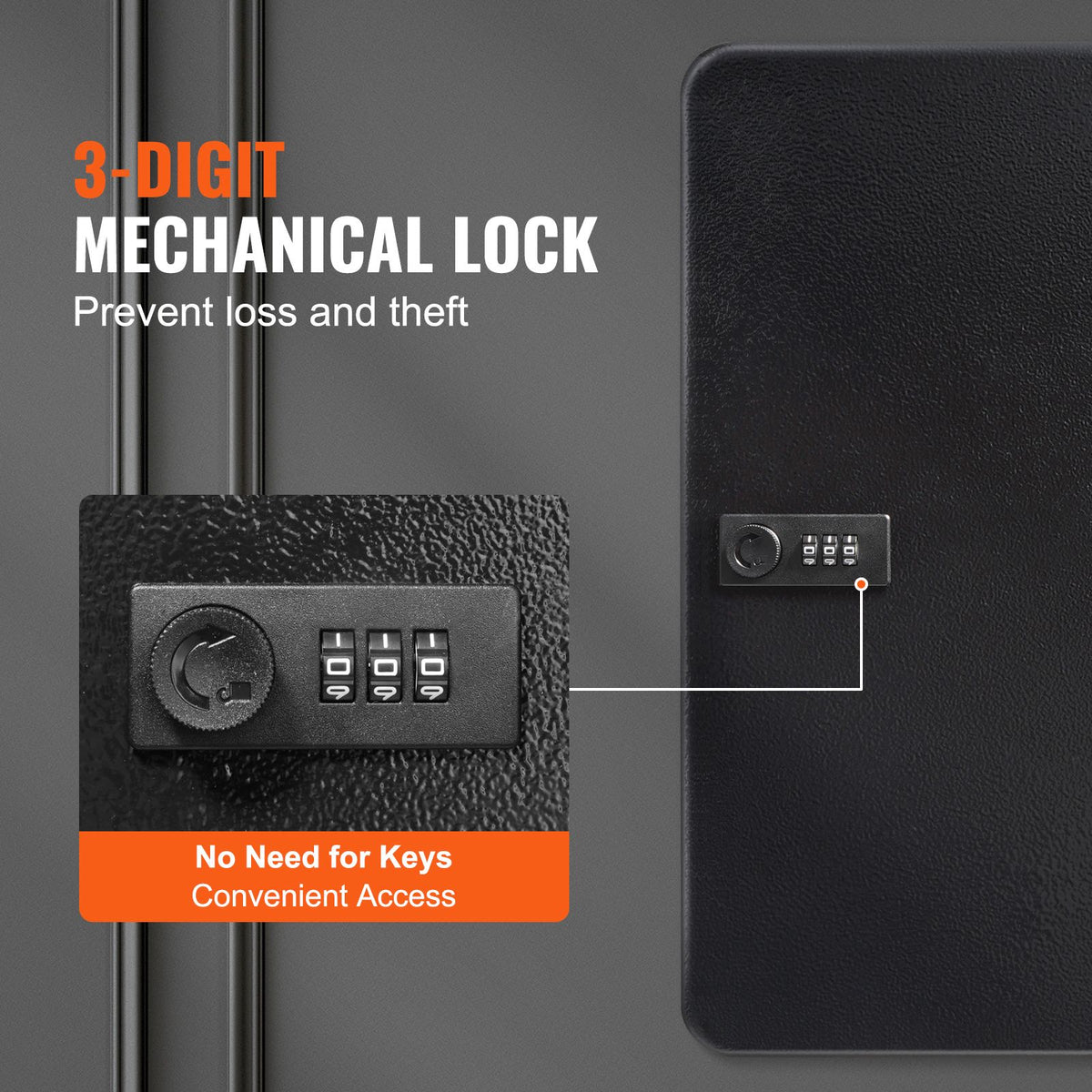 48-Key Wall-Mounted Steel Cabinet with Combination Lock