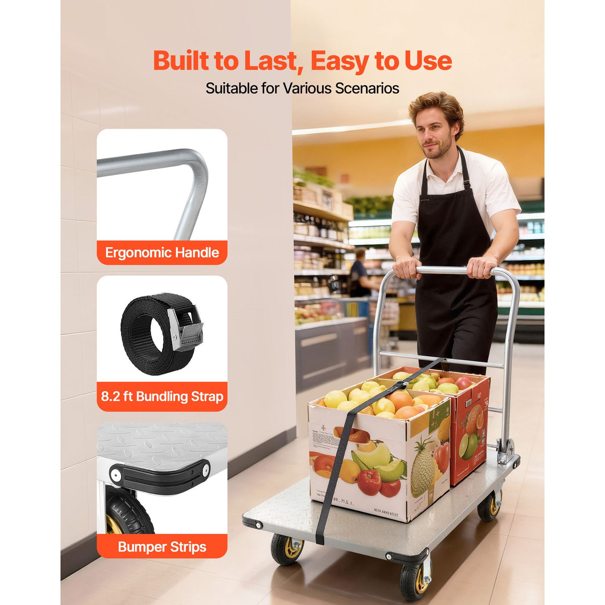 Heavy-Duty Folding Flatbed Platform Trolley - 907 kg Supplier Rating
