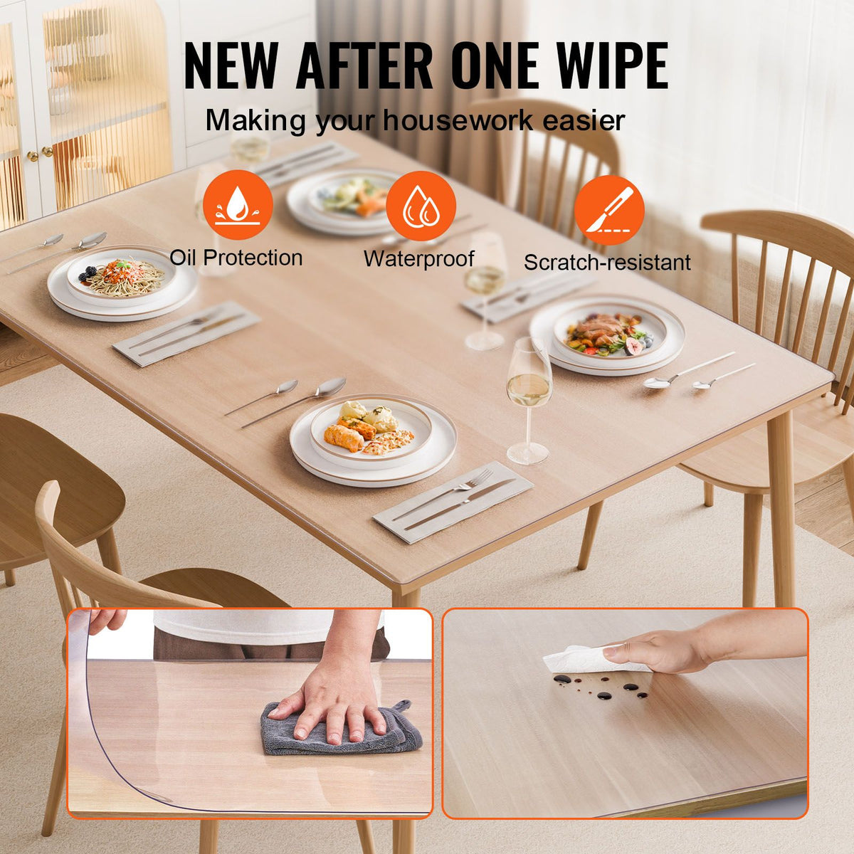 Plastic Table Cover, 36 x 60 Inch 1.5 mm Thick Frosted Table Protector, Rectangle PVC Desk Mat, Waterproof &… — product photo 4