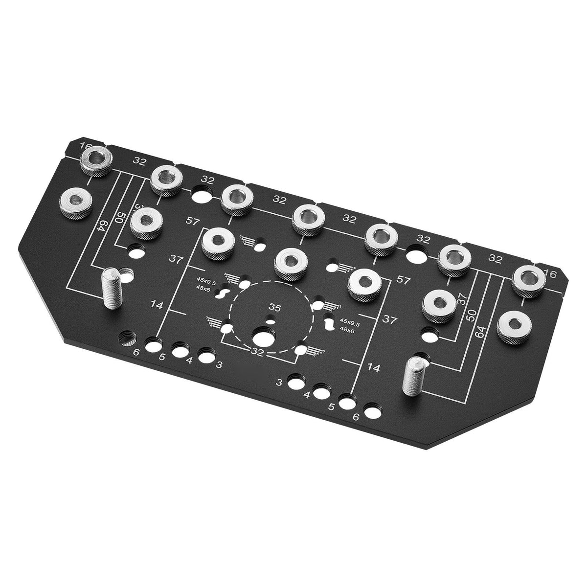 Shelf Pin Jig and Hinge Jig Two-in-One, Aluminum Alloy Cabinet Hardware Hole Drilling Template with 6.4 and 4.8 mm Drill Bits, for Cabinet Doors Bookshelves Wardrobes Woodworking and DIY — product image 11