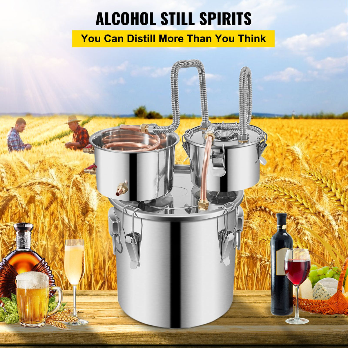 3 Pot 12L Alcohol Distiller Water Wine Boiler Home Brew Moonshinestill — product photo 2