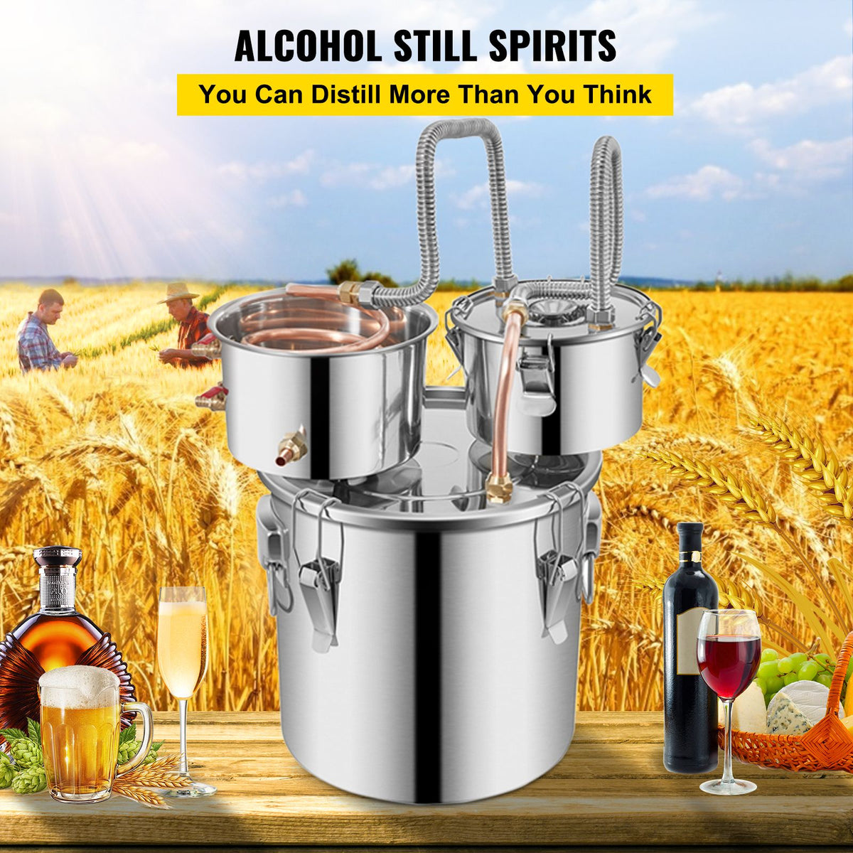 30L 8Gal Alcohol Distiller Water Spirit Boiler Home Brew Copper Alcohol Still — product photo 2