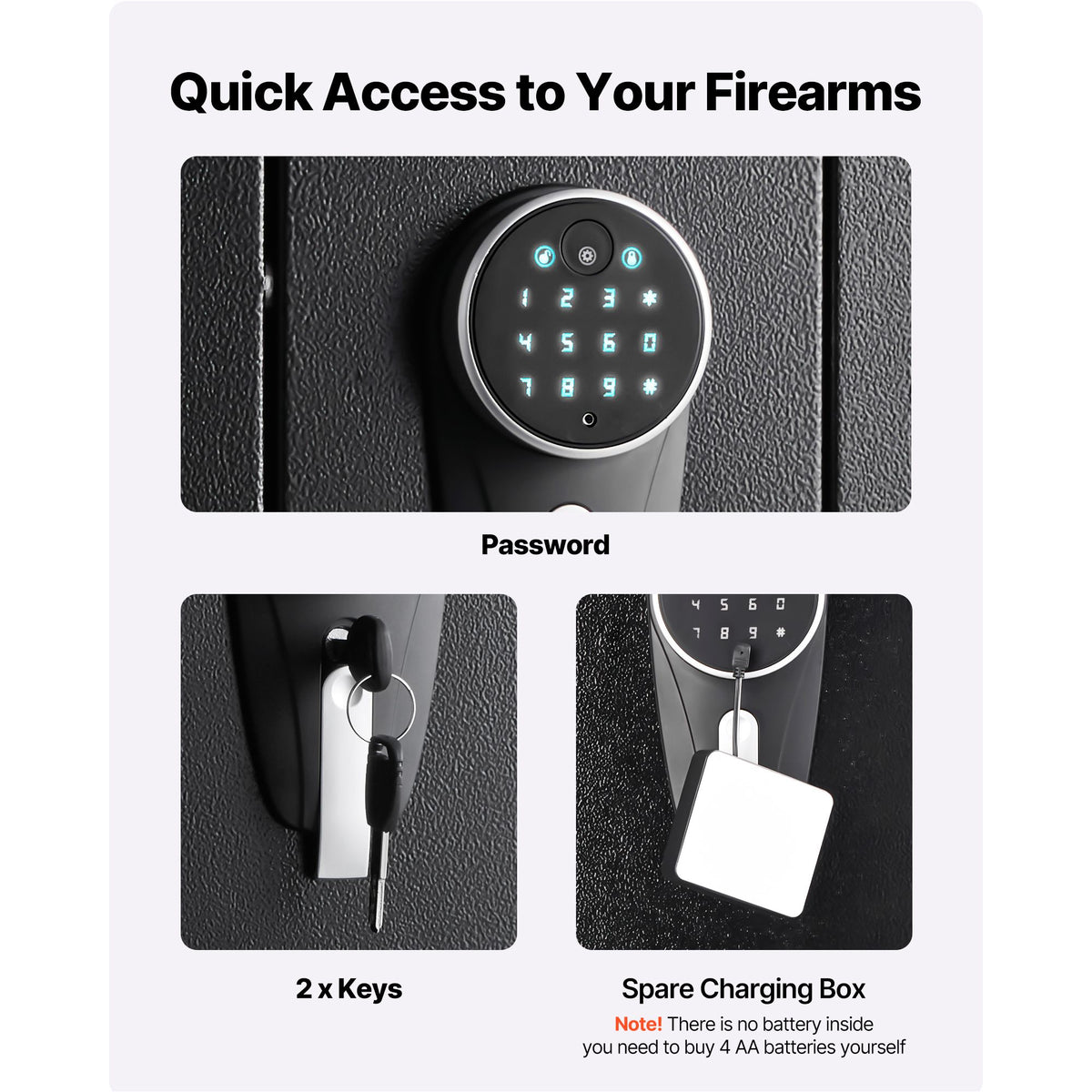 Cold-Rolled Steel Rifle & Pistol Security Cabinet with Keypad & LED Light — product image 3 of 12