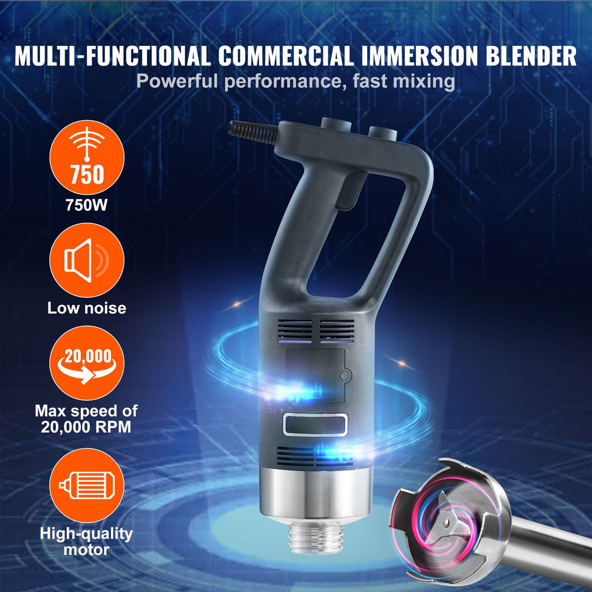 Commercial 750W Variable-Speed Immersion Blender – Supplier V952-M9WC