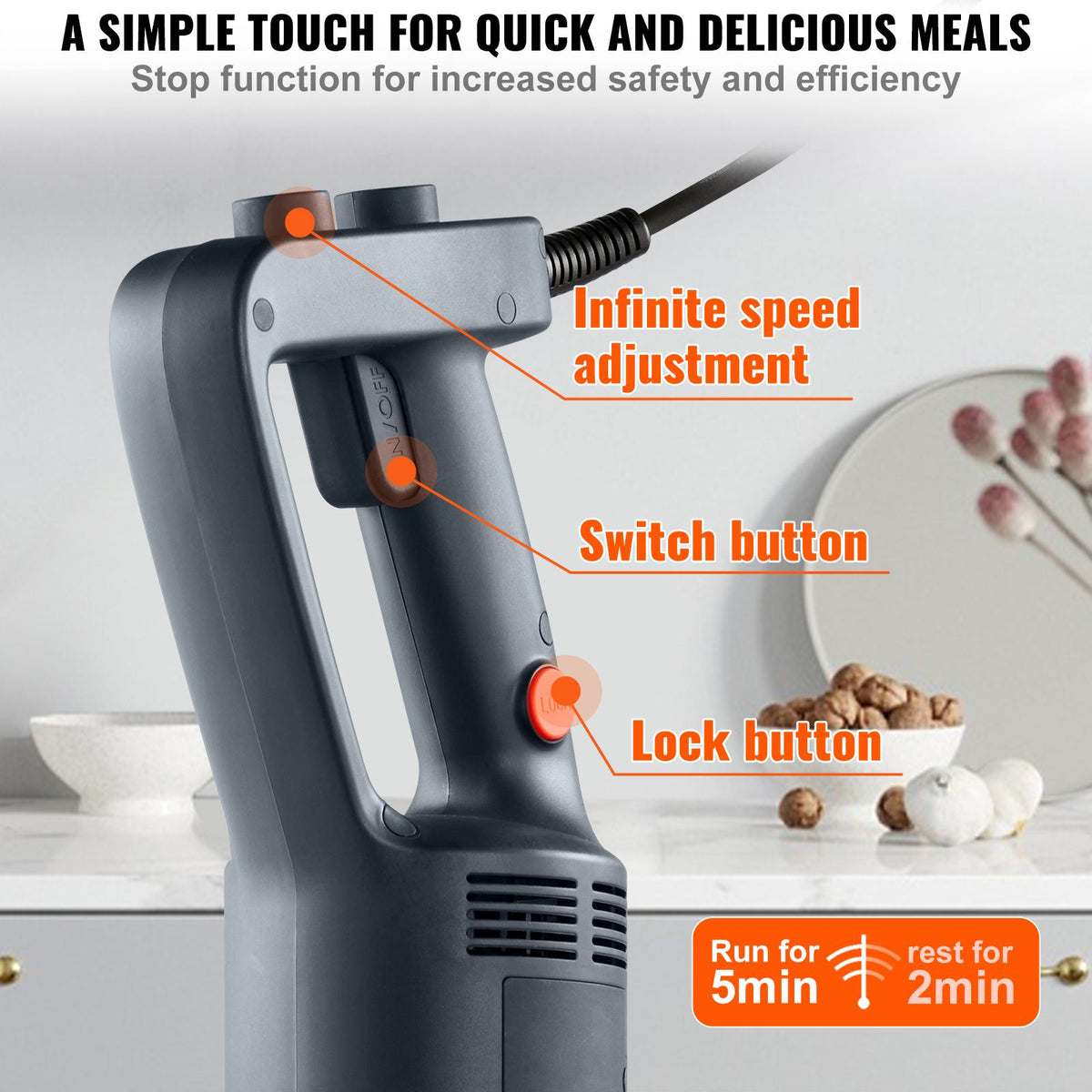 Commercial 750W Variable-Speed Immersion Blender – Supplier V952-M9WC