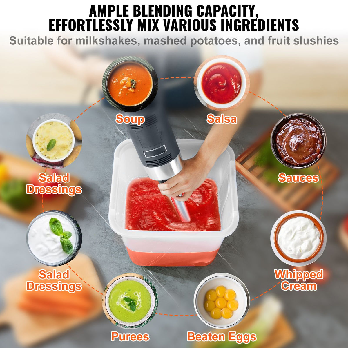 Commercial Immersion Blender, 750W 12" Heavy Duty Hand Mixer, Variable Speed Kitchen Stick Mixer with 304… — product photo 5