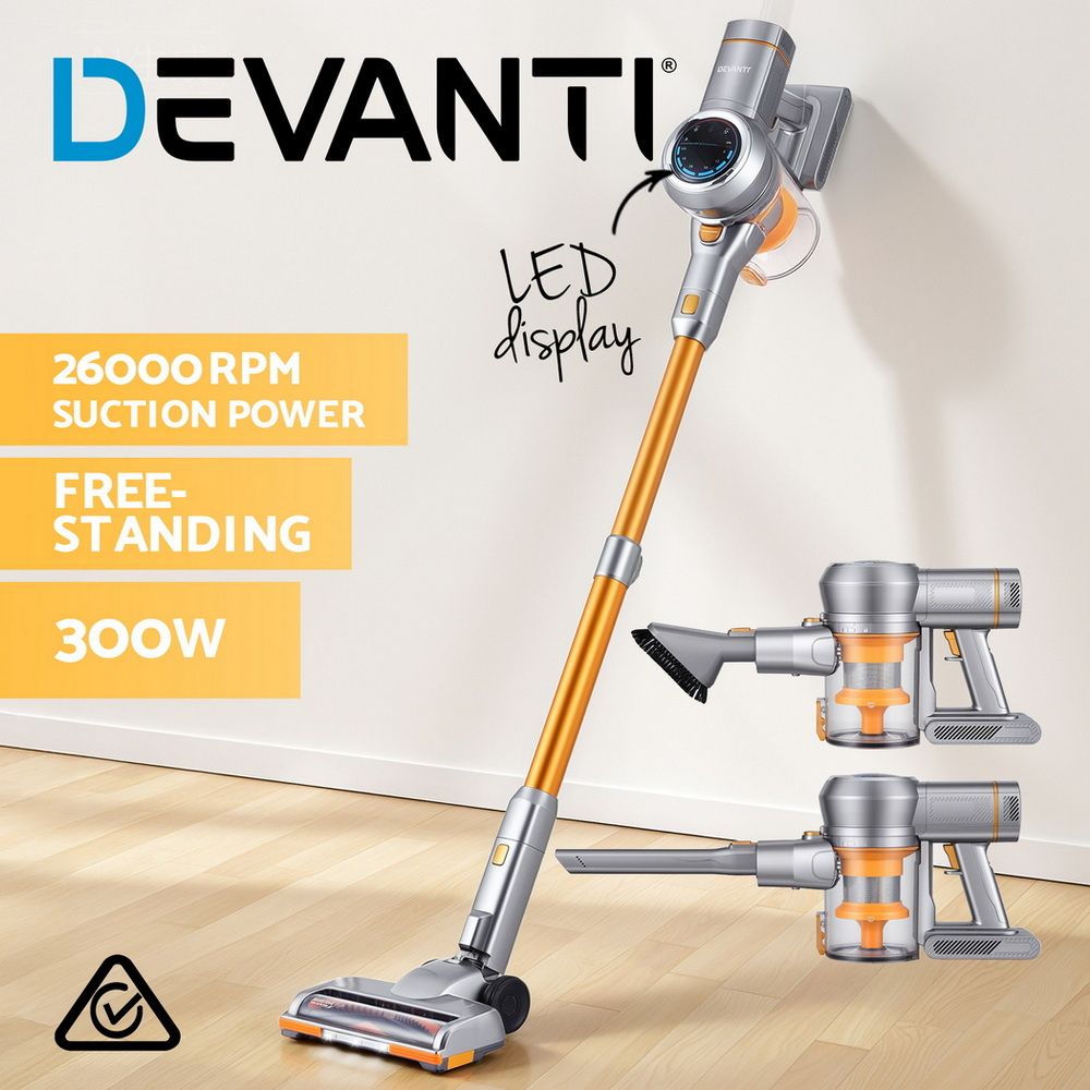 Devanti 300 W Cordless Self-Standing Stick Vacuum Cleaner – Gold