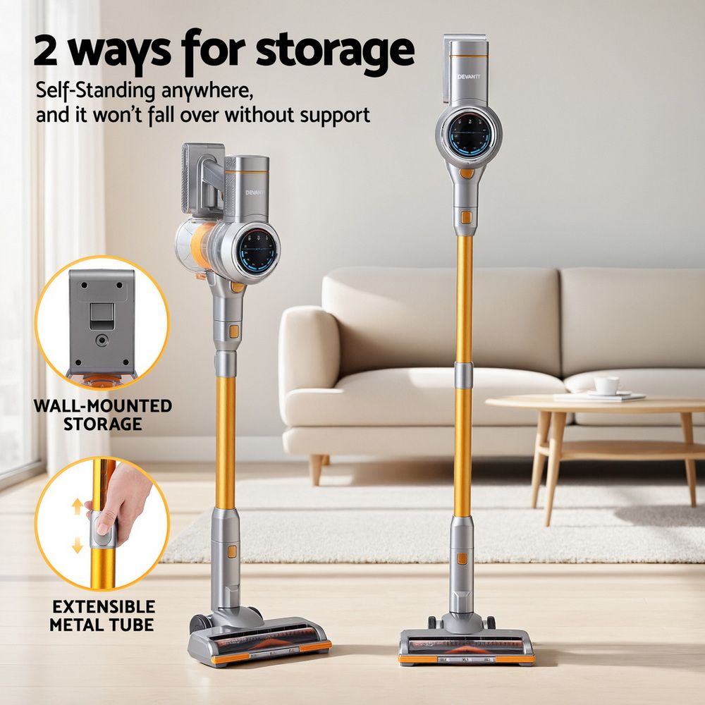 Devanti 300 W Cordless Self-Standing Stick Vacuum Cleaner – Gold