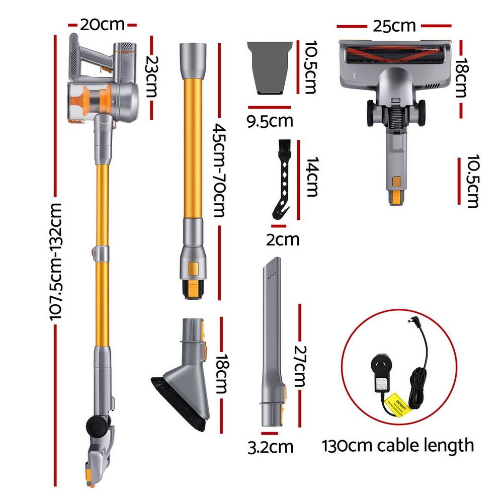 Devanti 300 W Cordless Self-Standing Stick Vacuum Cleaner – Gold