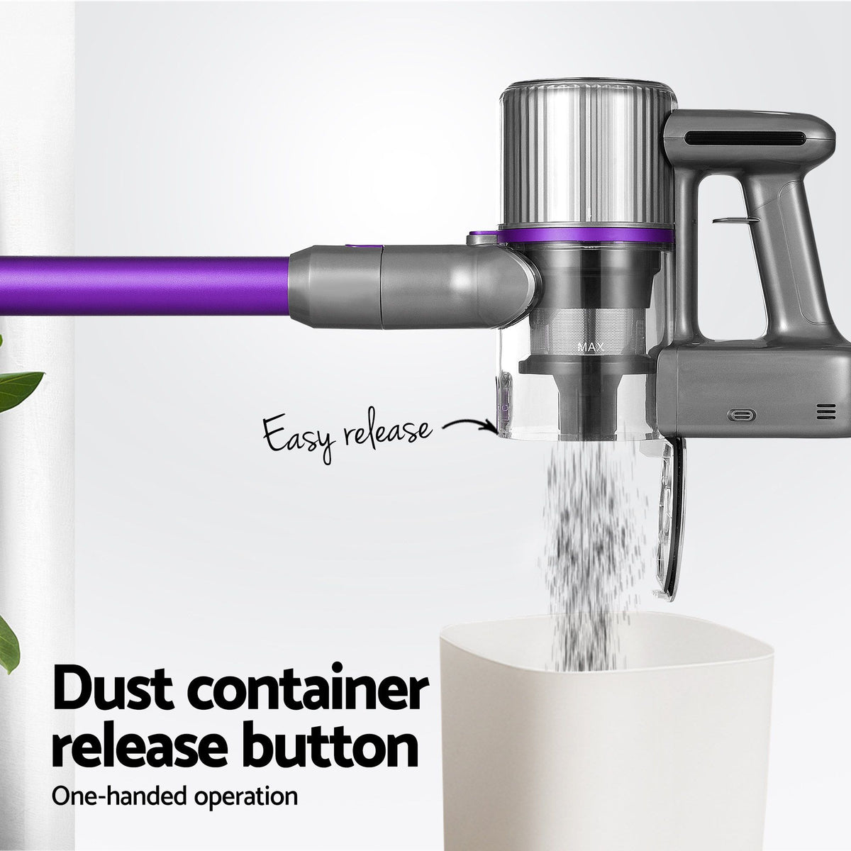 Devanti Stick Vacuum Cleaner Bagless Cordless 120W Purple — product image 4