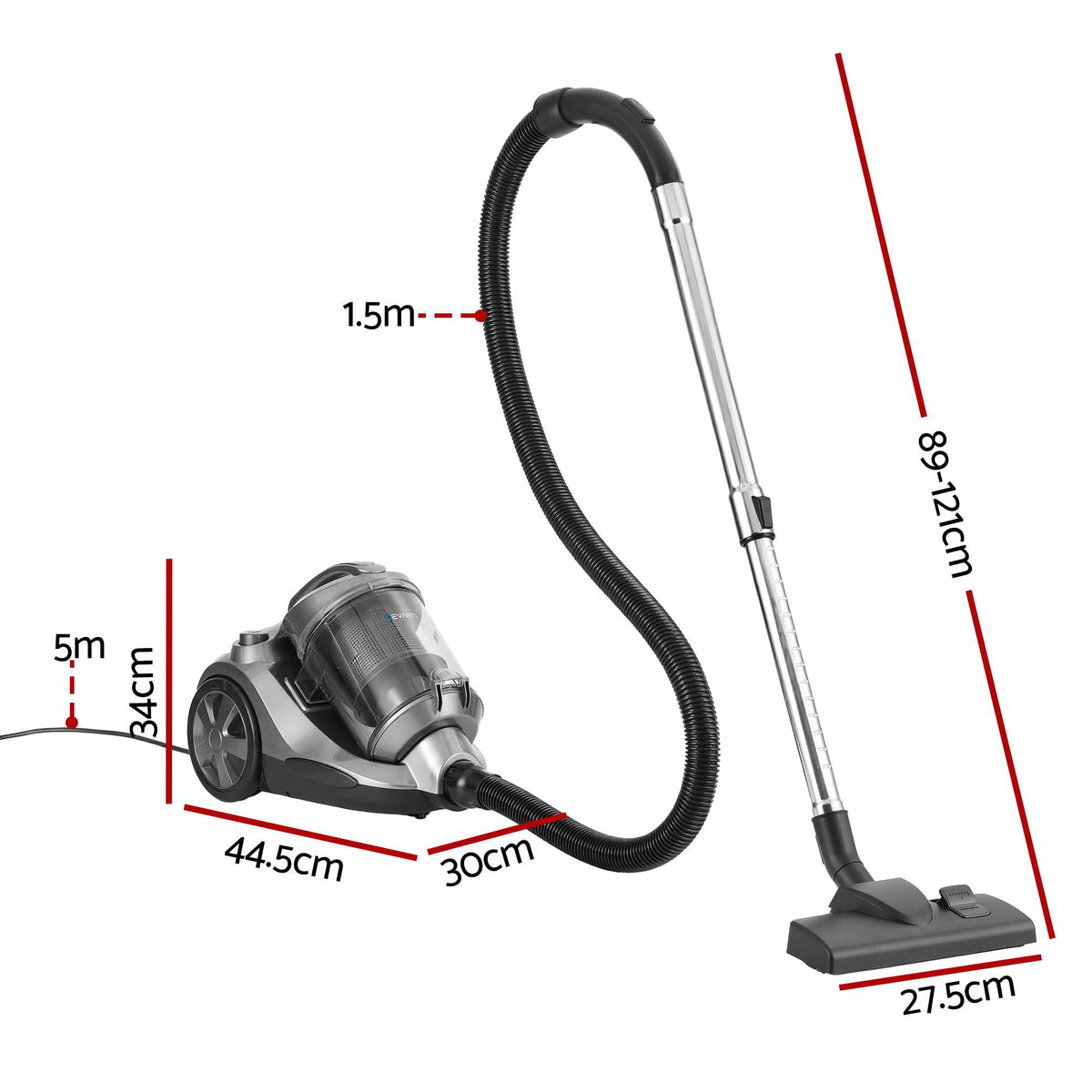 Devanti 4L 2000W Bagless Canister Vacuum Cleaner – Grey