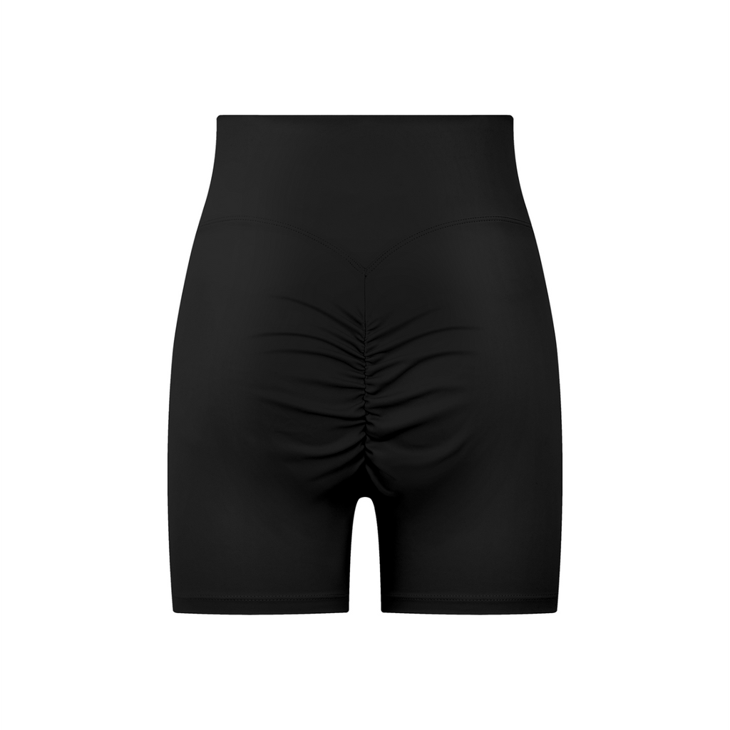 Off Script High-Waisted Blend Biker Shorts - Black back 3D mockup
