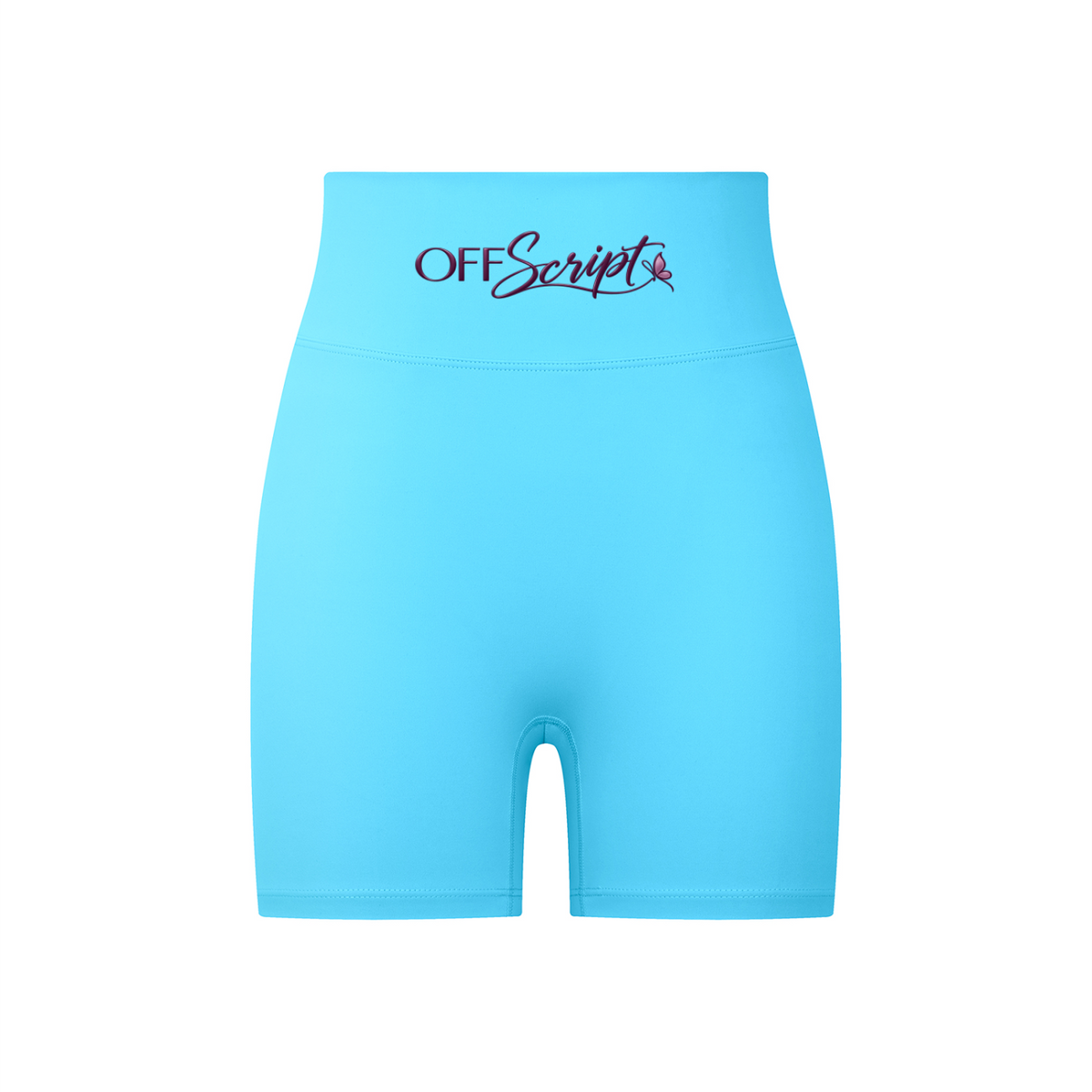 Off Script High-Waisted Blend Biker Shorts - Blue front 3D mockup