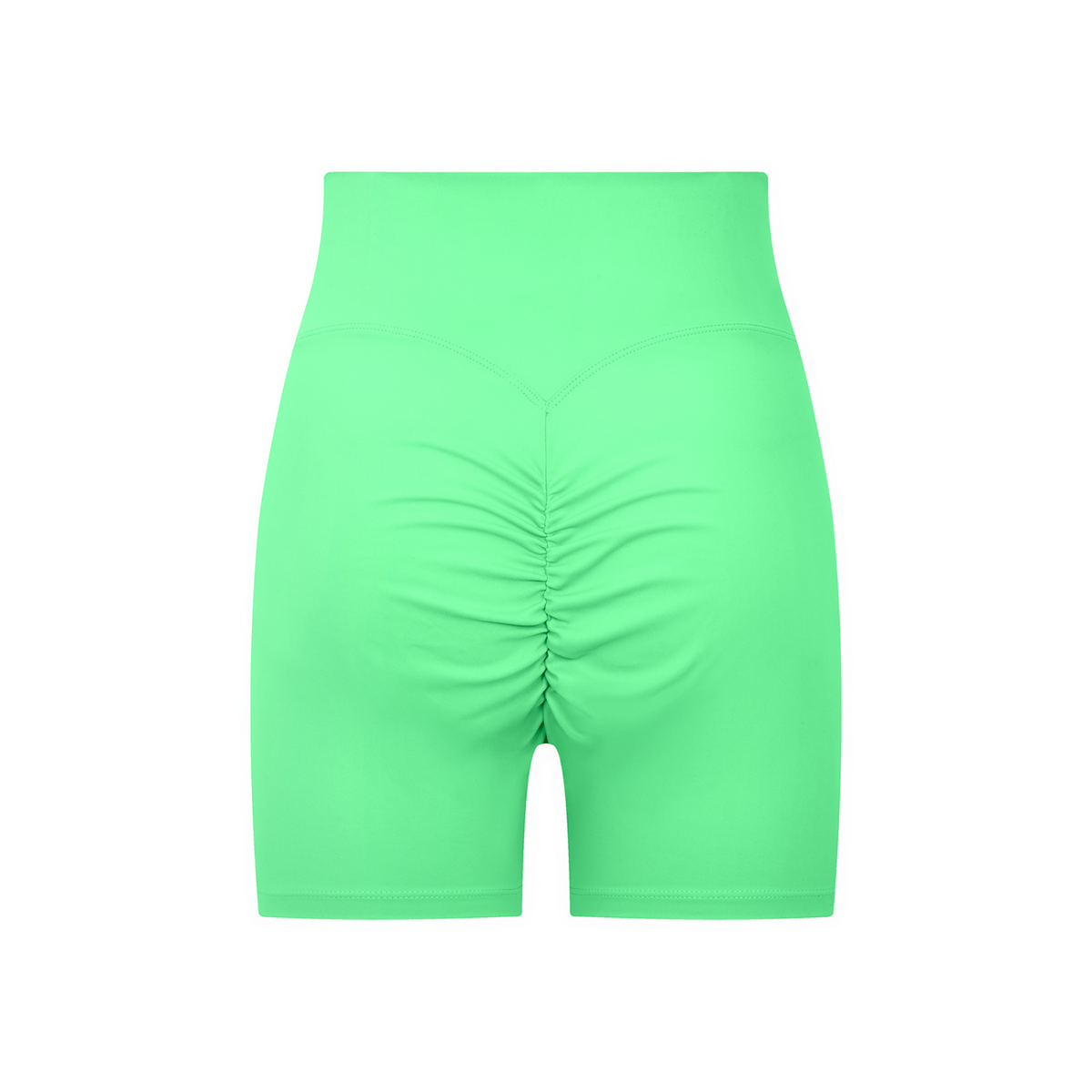 Off Script High-Waisted Blend Biker Shorts - Green back 3D mockup