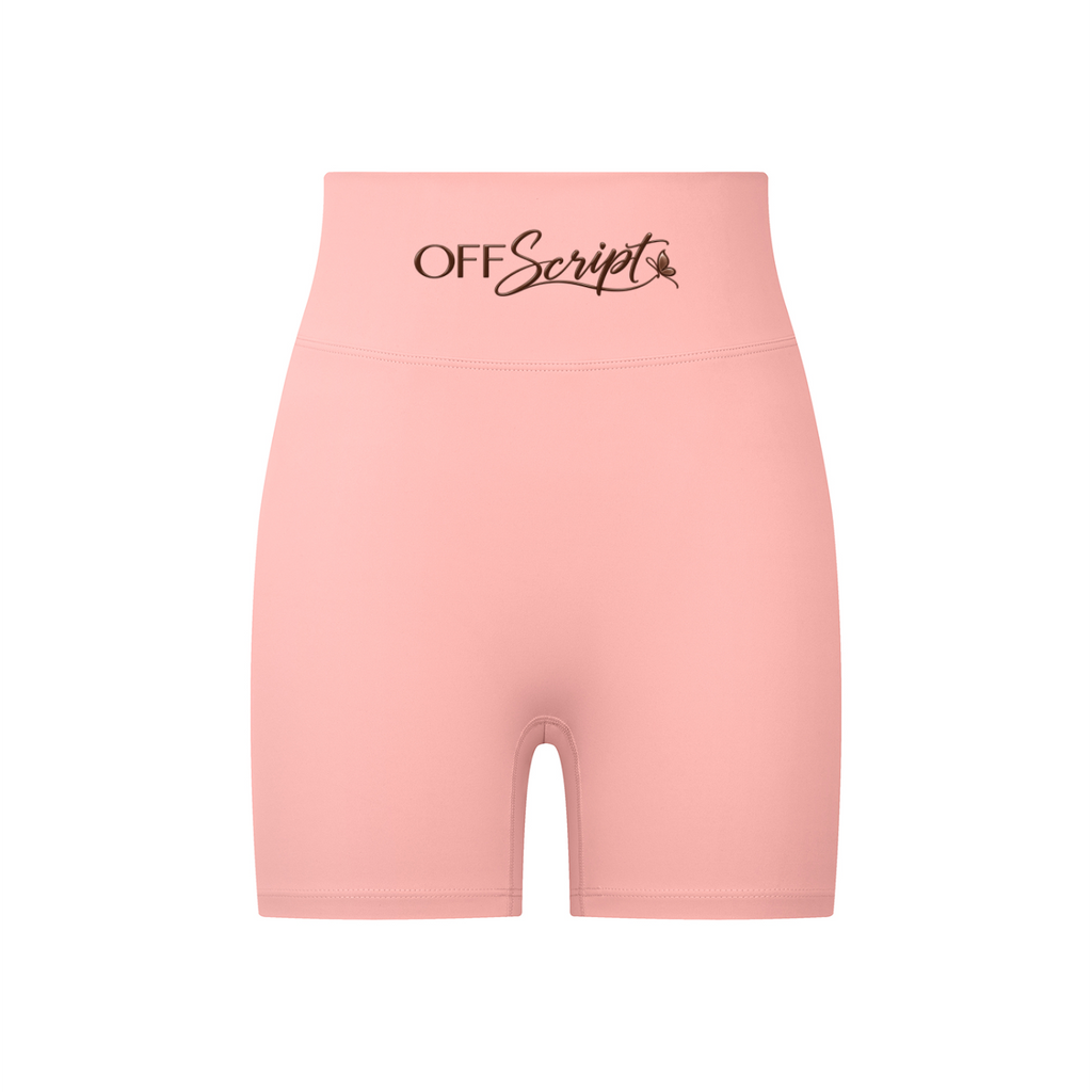 Off Script High-Waisted Blend Biker Shorts - Pink front 3D mockup