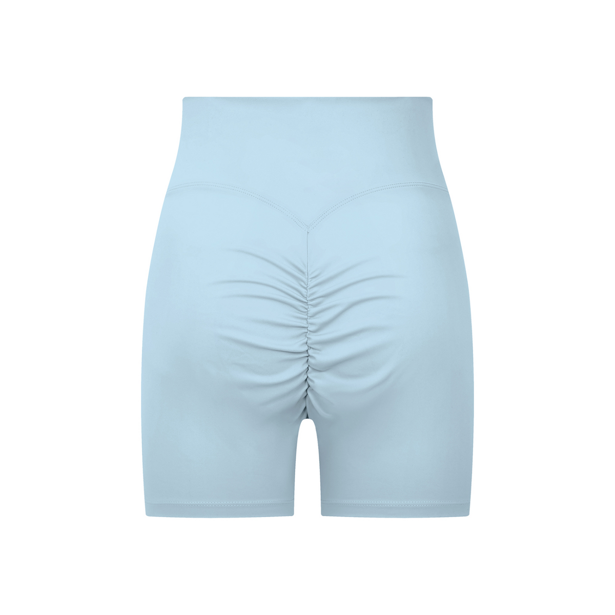 Off Script High-Waisted Blend Biker Shorts - Sky Blue back 3D mockup