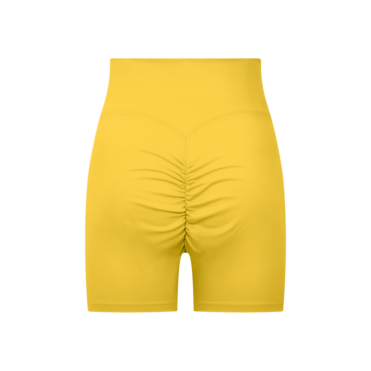 Off Script High-Waisted Blend Biker Shorts - Yellow back 3D mockup