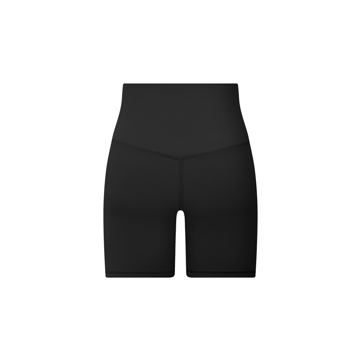 Off Script Women's High-Waisted Biker Shorts - Black back 3D mockup