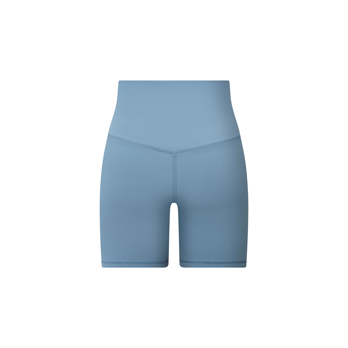 Off Script Women's High-Waisted Biker Shorts - Gray Blue back 3D mockup