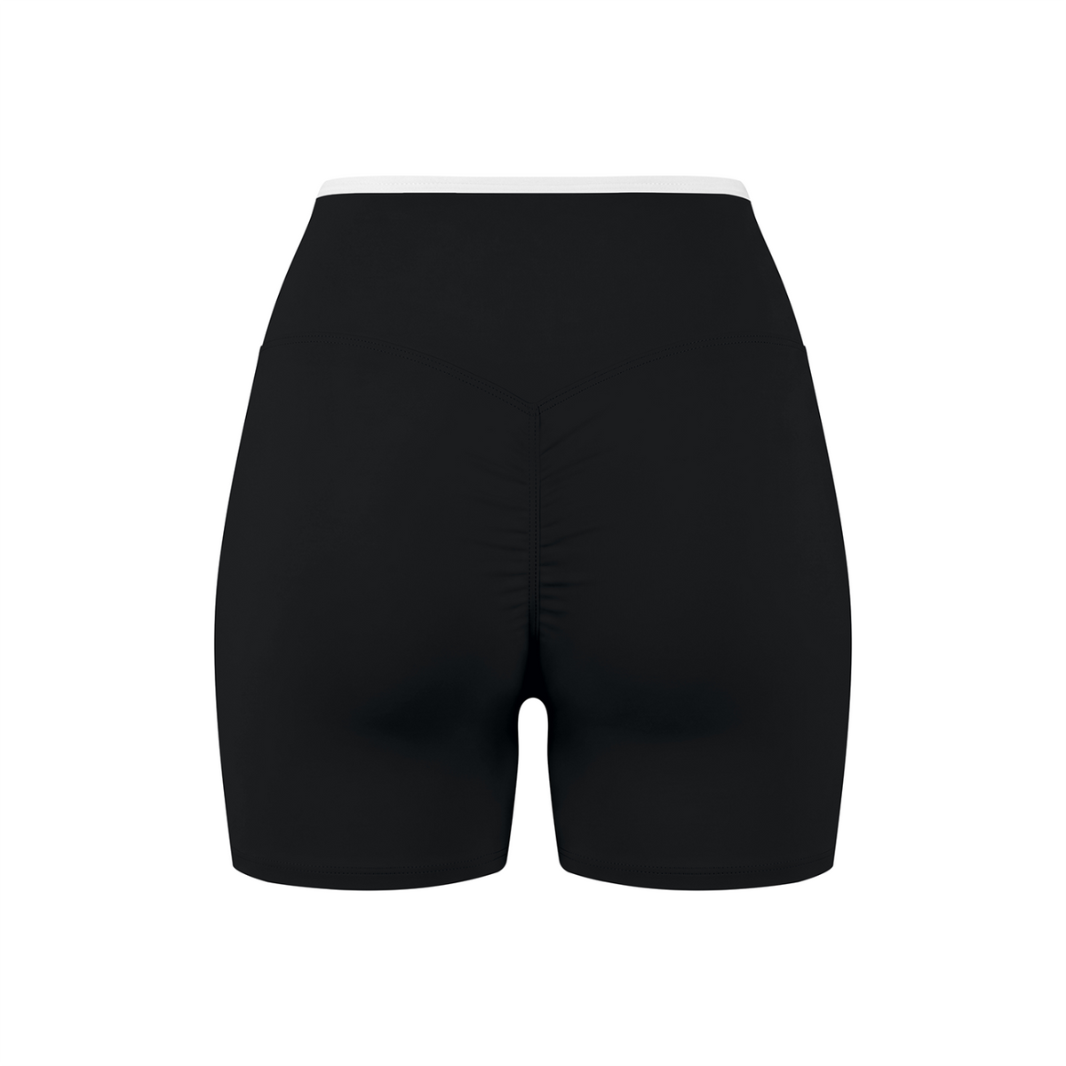 Off Script Women's High Rise Color Block Yoga Shorts - Black back 3D