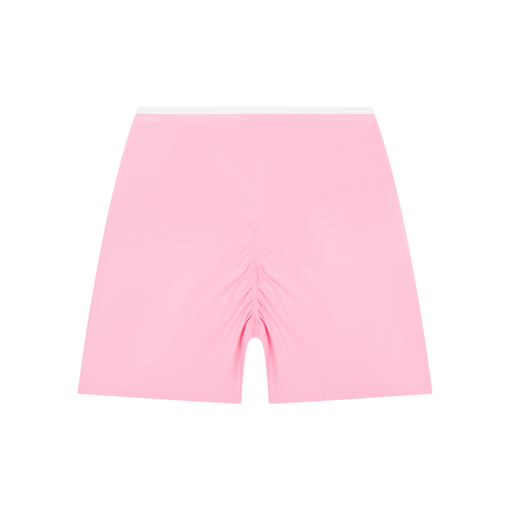 Off Script Women's High Rise Color Block Yoga Shorts - Light Pink back