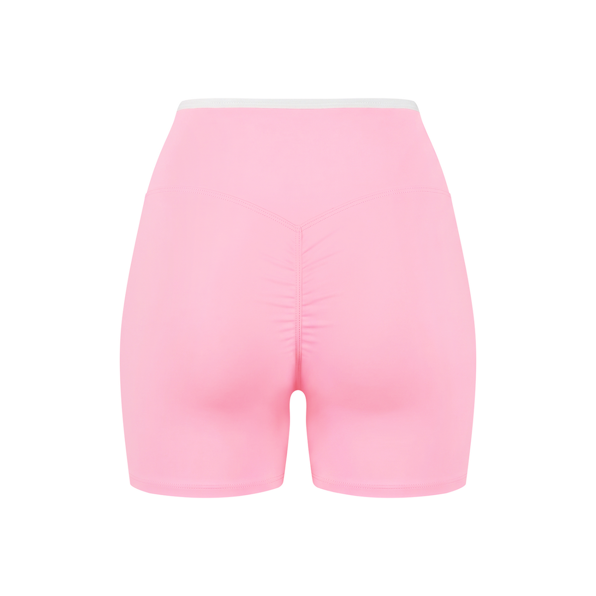 Off Script Women's High Rise Color Block Yoga Shorts - Light Pink back 3D