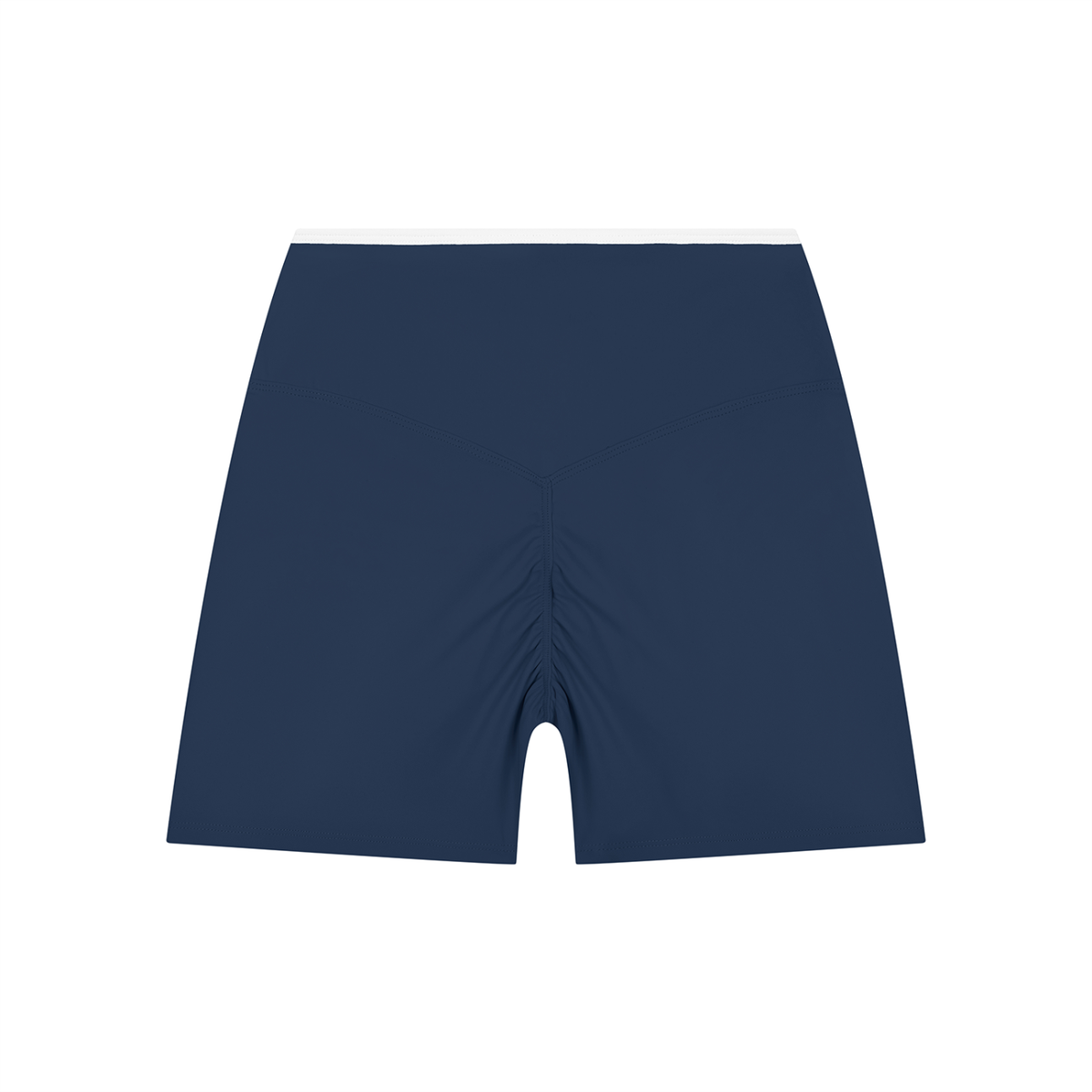 Off Script Women's High Rise Color Block Yoga Shorts - Navy Blue back