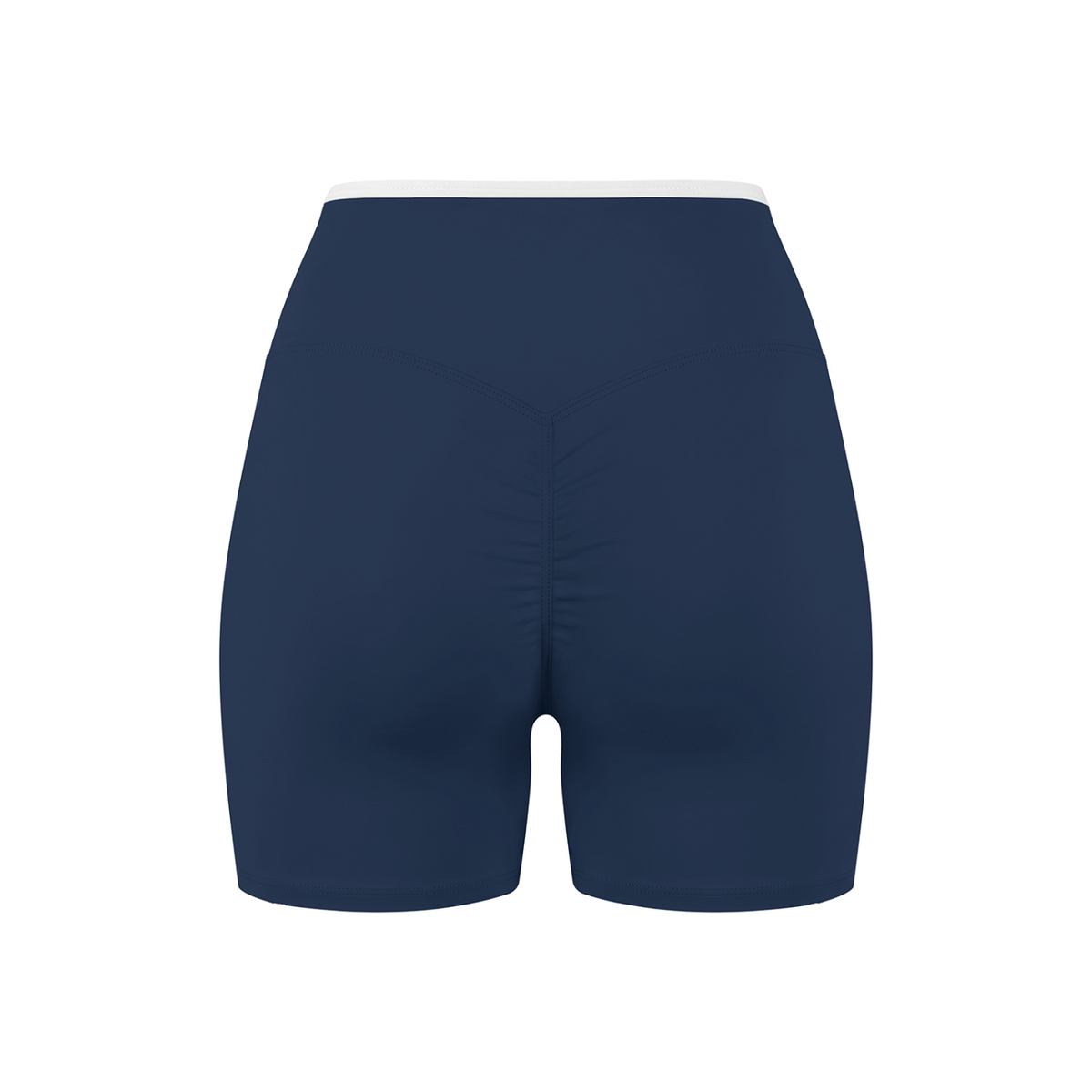 Off Script Women's High Rise Color Block Yoga Shorts - Navy Blue back 3D