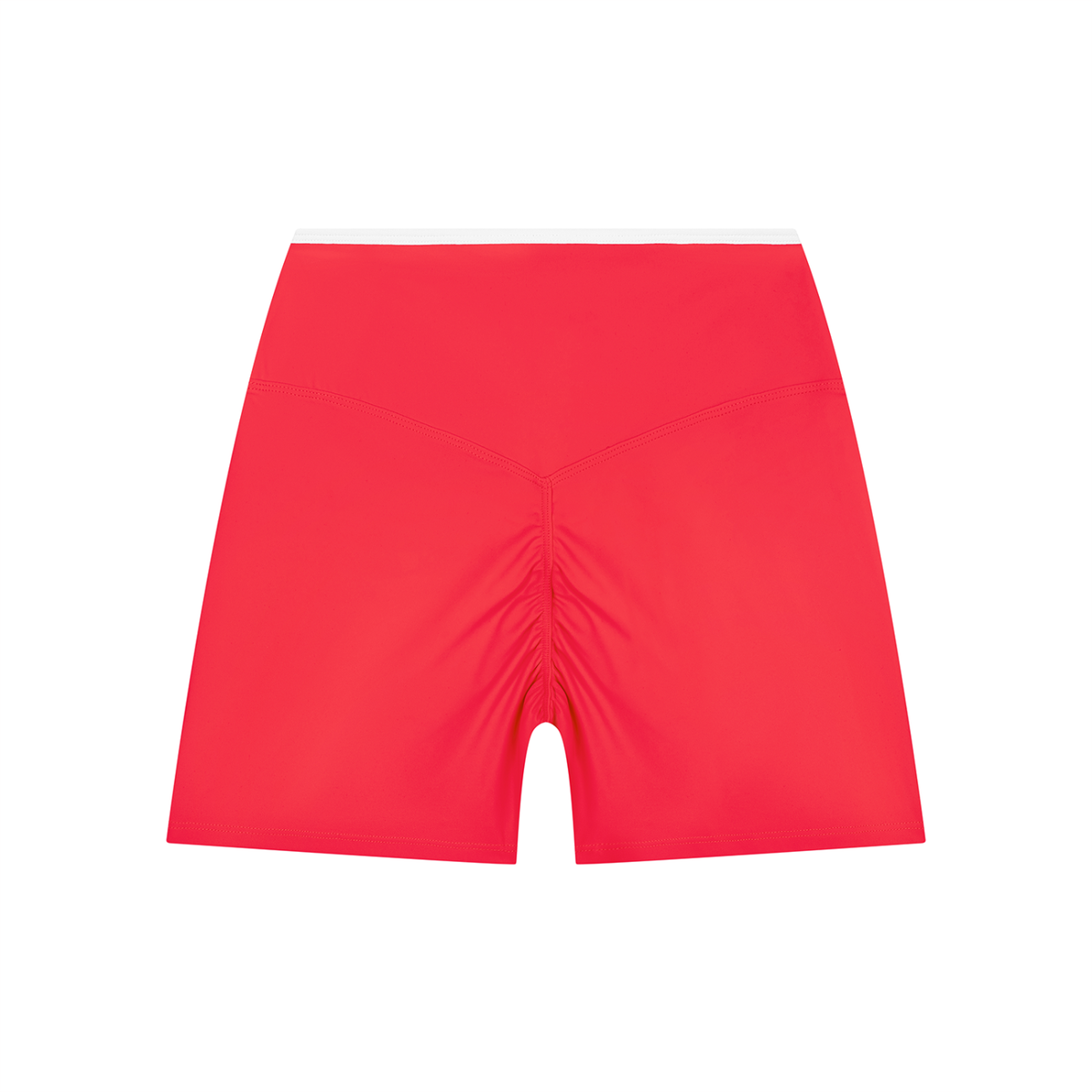 Off Script Women's High Rise Color Block Yoga Shorts - Red back