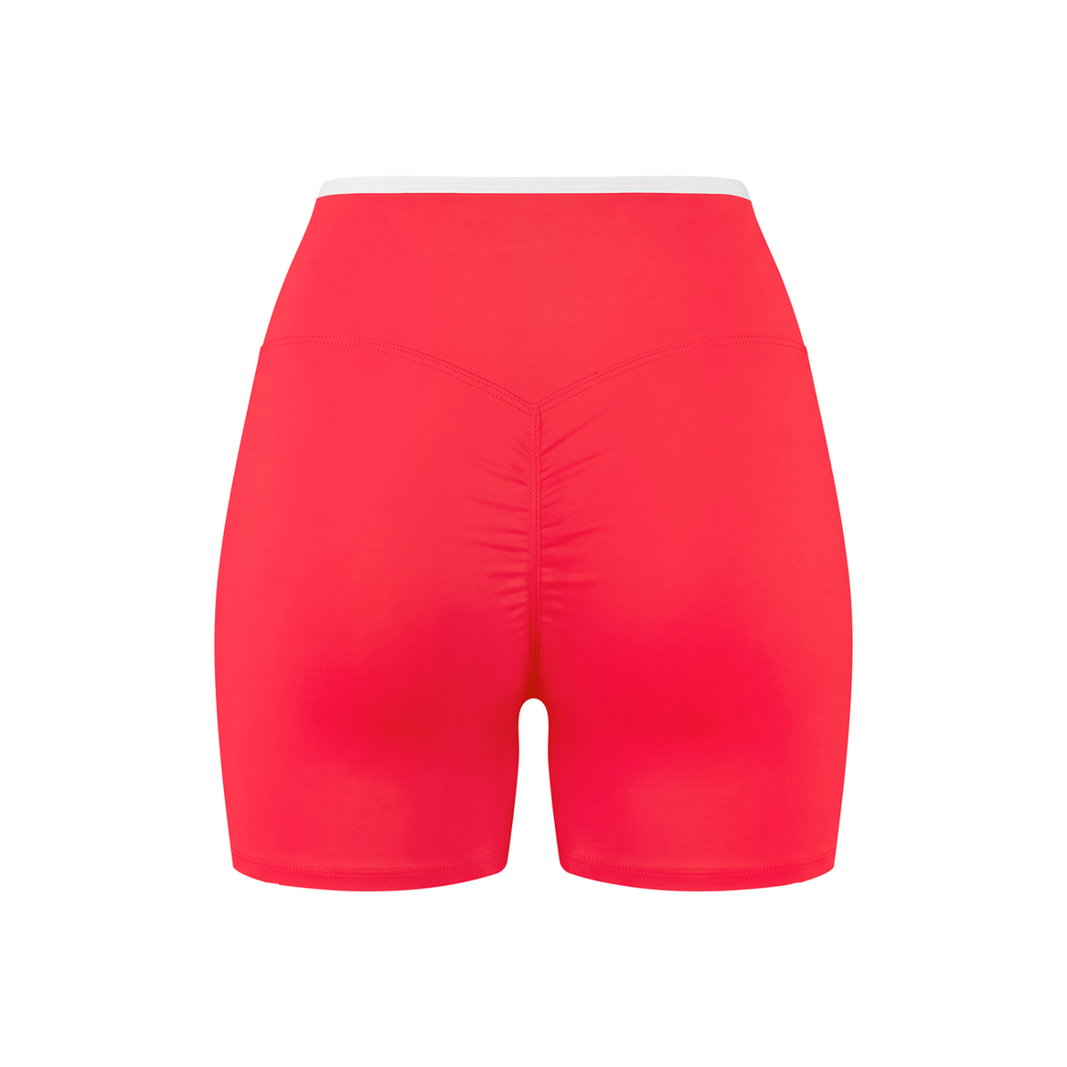 Off Script Women's High Rise Color Block Yoga Shorts - Red back 3D