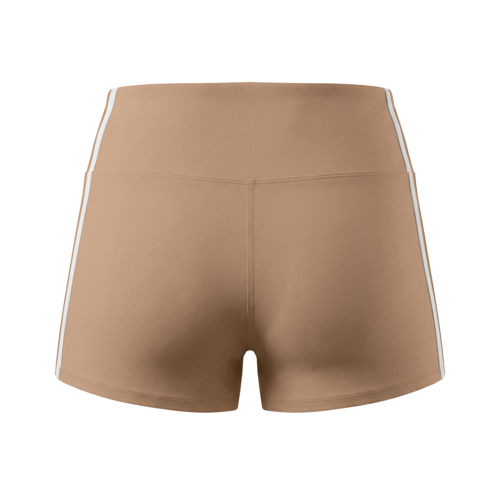 Off Script Women's High-Waist Color Block Yoga Shorts - Coffee back 3D