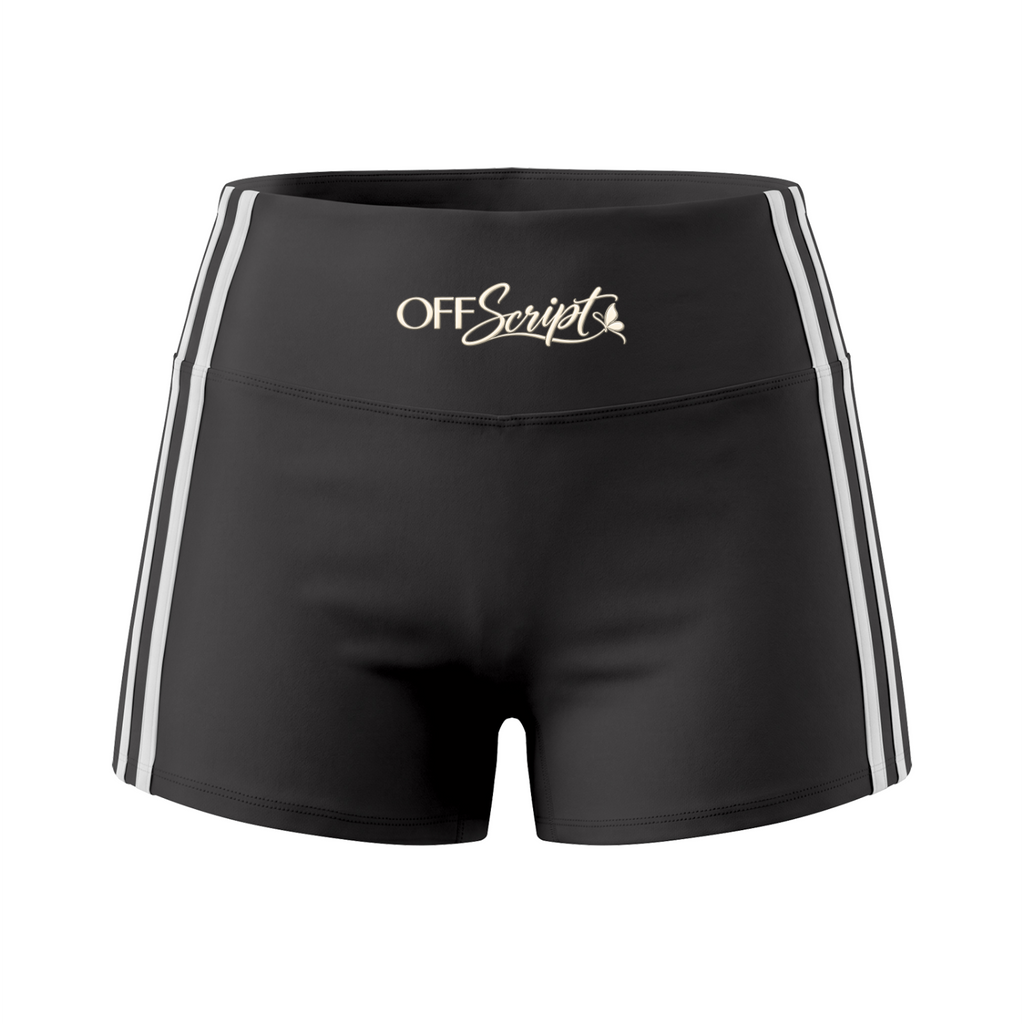 Off Script Women's High-Waist Color Block Yoga Shorts - Dark Gray front 3D