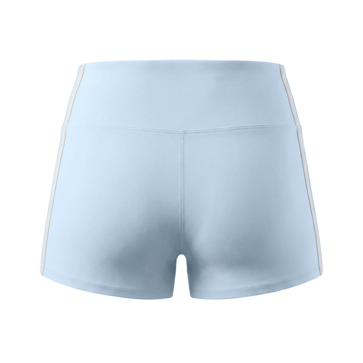 Off Script Women's High-Waist Color Block Yoga Shorts - Sky Blue back 3D
