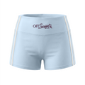 Off Script Women's High-Waist Color Block Yoga Shorts - Sky Blue front 3D