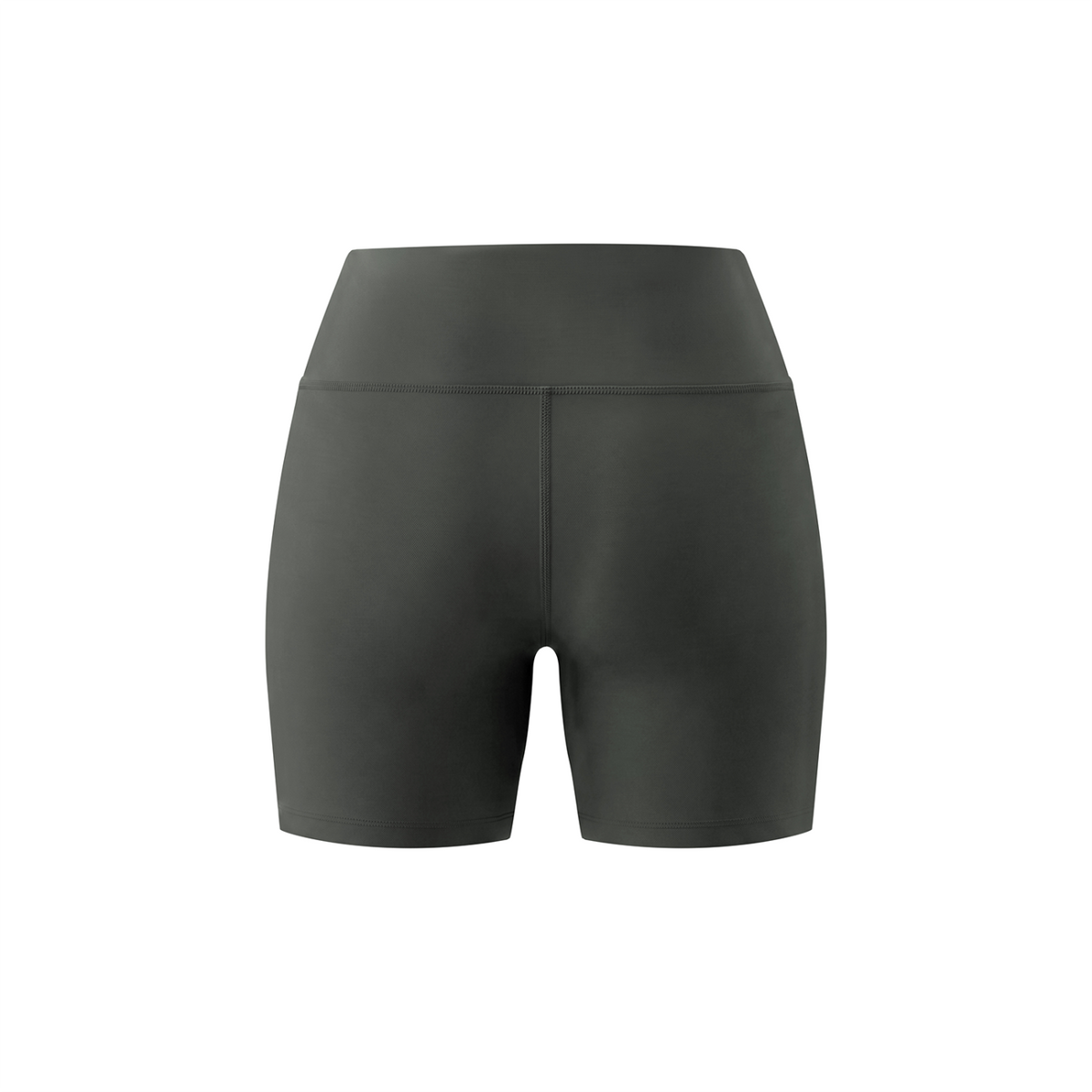 Off Script Women's High Rise Tight Yoga Shorts - Gray back 3D
