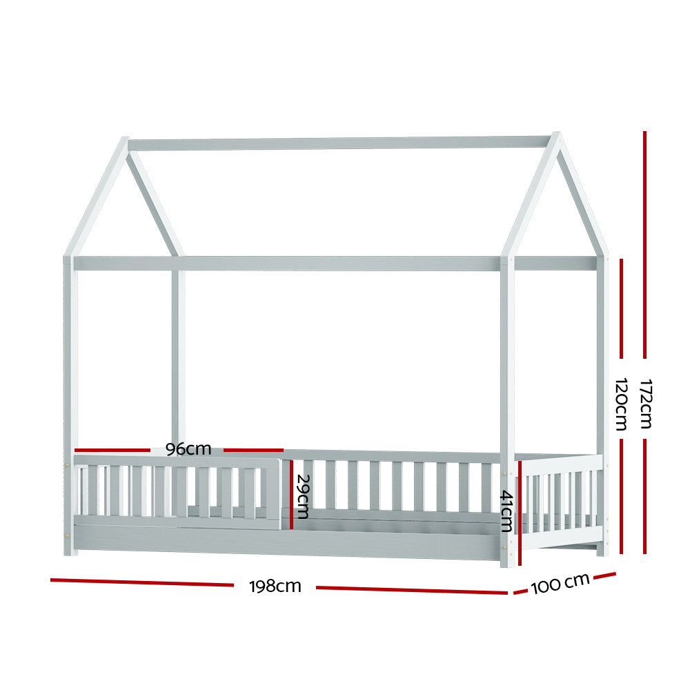 Artiss Bed Frame Wooden Kids House Frame Grey ROCK — product image 3 of 7