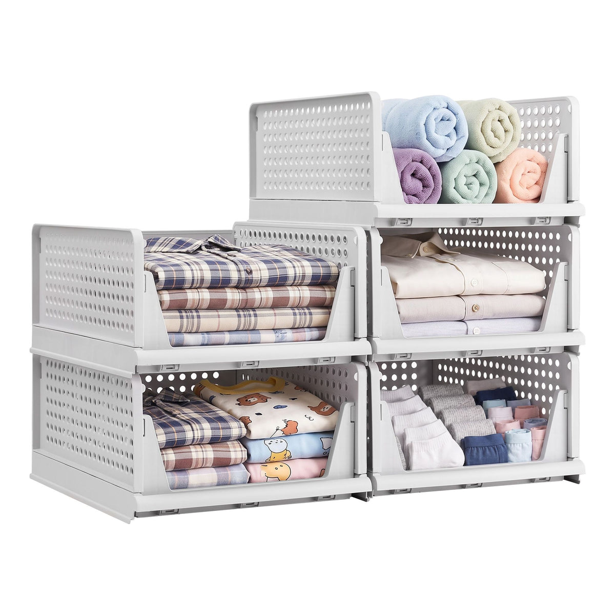 Artiss Foldable Stackable Wardrobe Organisers – 5-Pack