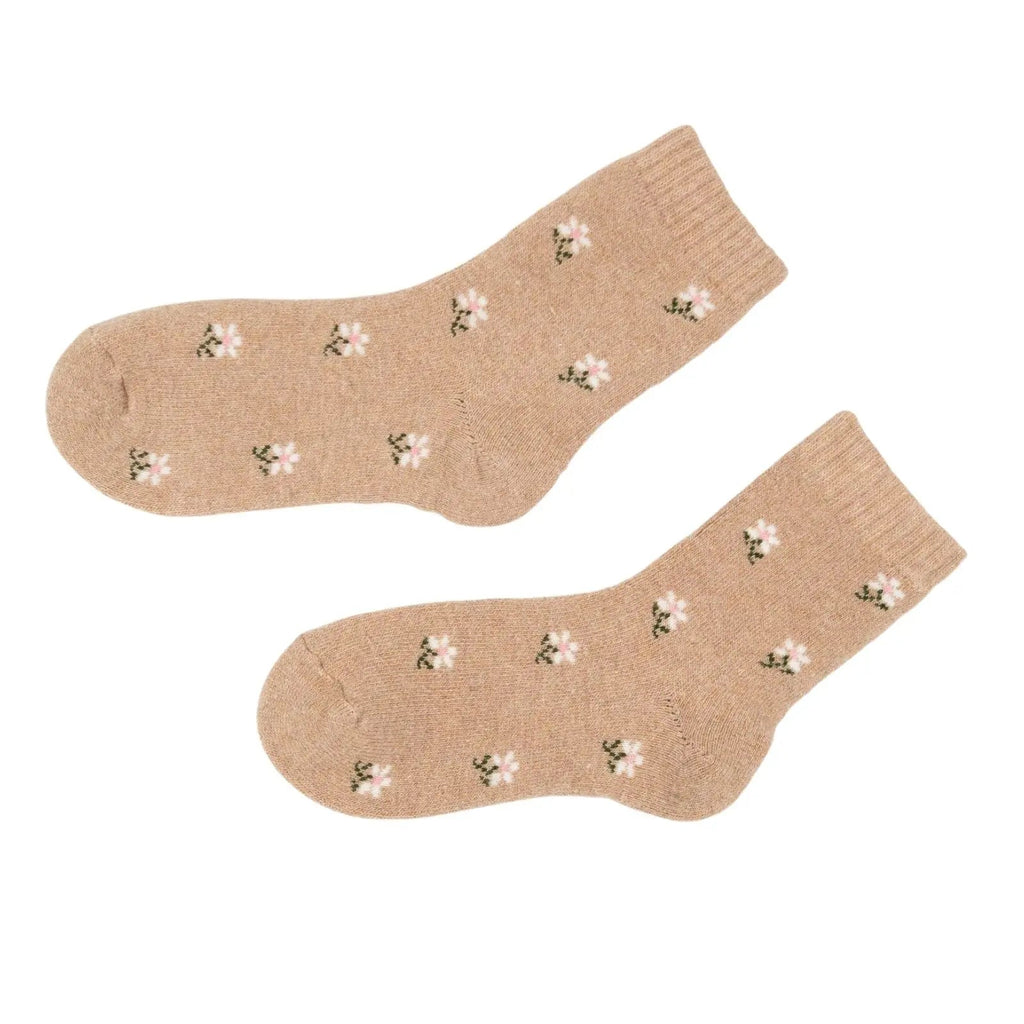 4 Pairs Floral Wool Socks For Women
