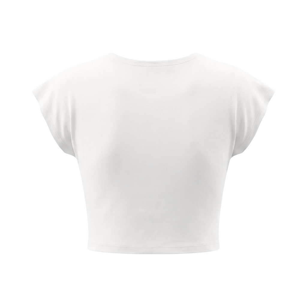 Feelin Lucky Women's Slim Crop Graphic T-Shirt V2 - White back mockup