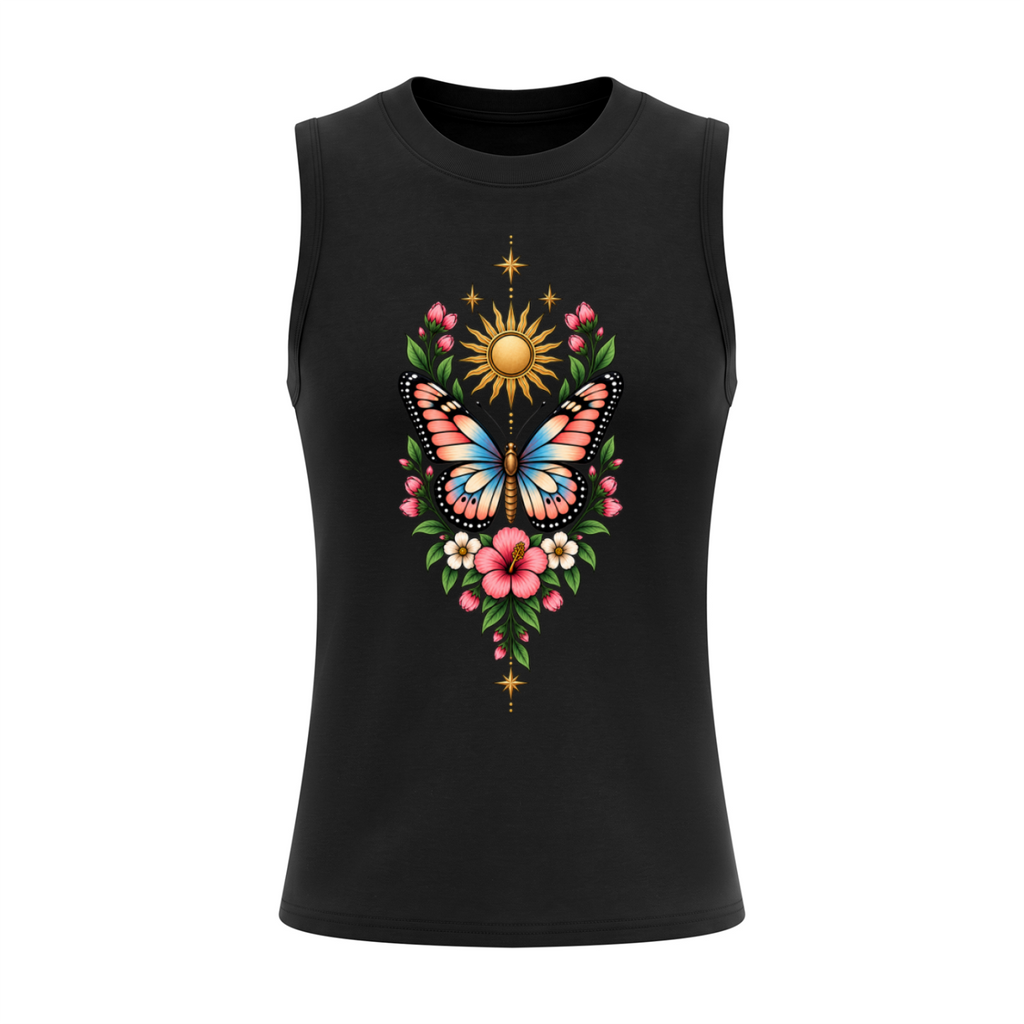 Celestial Butterfly Women’s Slim Tank Top V2 - Black front mockup
