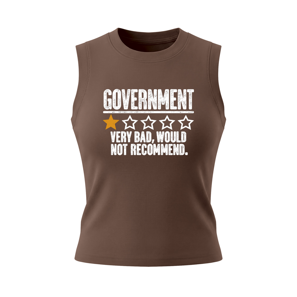 Government Very Bad Would Not Recommend Women's Graphic Tank Top V2 – Coffee front 3D mockup