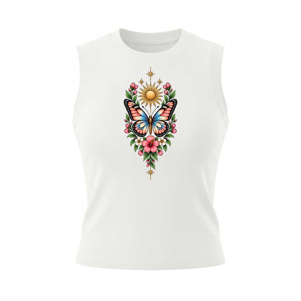 Celestial Butterfly Women’s Crewneck Tank Top V2 - White front mockup