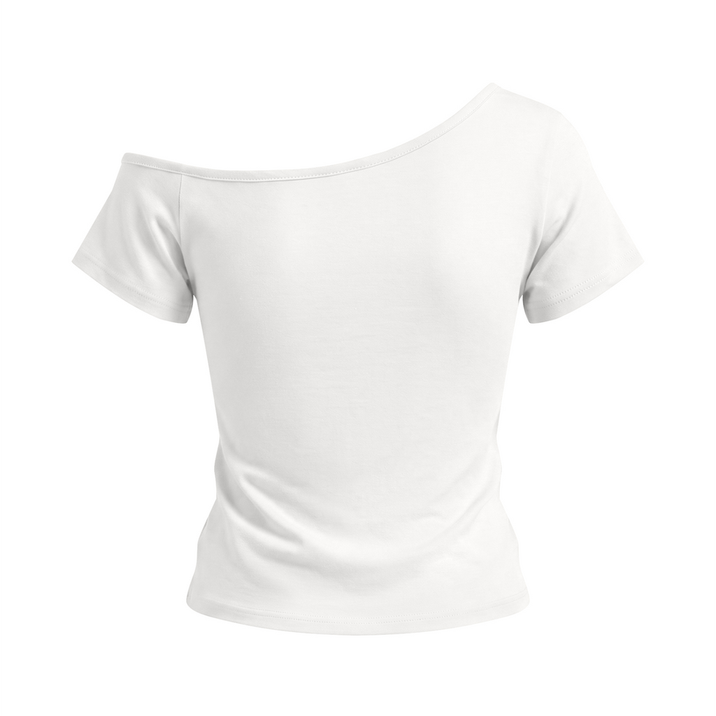 My Husband Is a Dungeon Master Women's Off-the-Shoulder T-Shirt - White back mockup