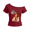 My Husband Is a Dungeon Master Women's Off-the-Shoulder T-Shirt - Wine Red front mockup