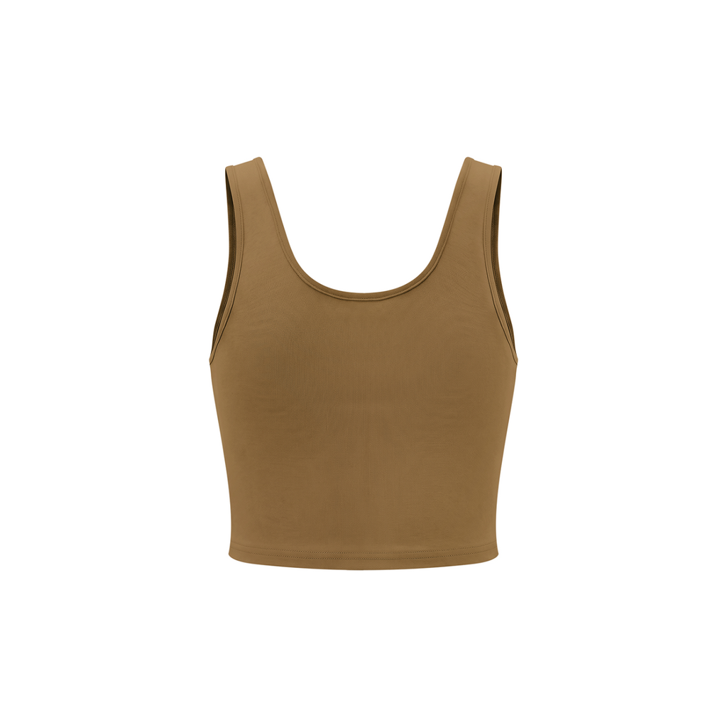 Celestial Butterfly Women’s Cropped Tank Top V2 - Brown back mockup