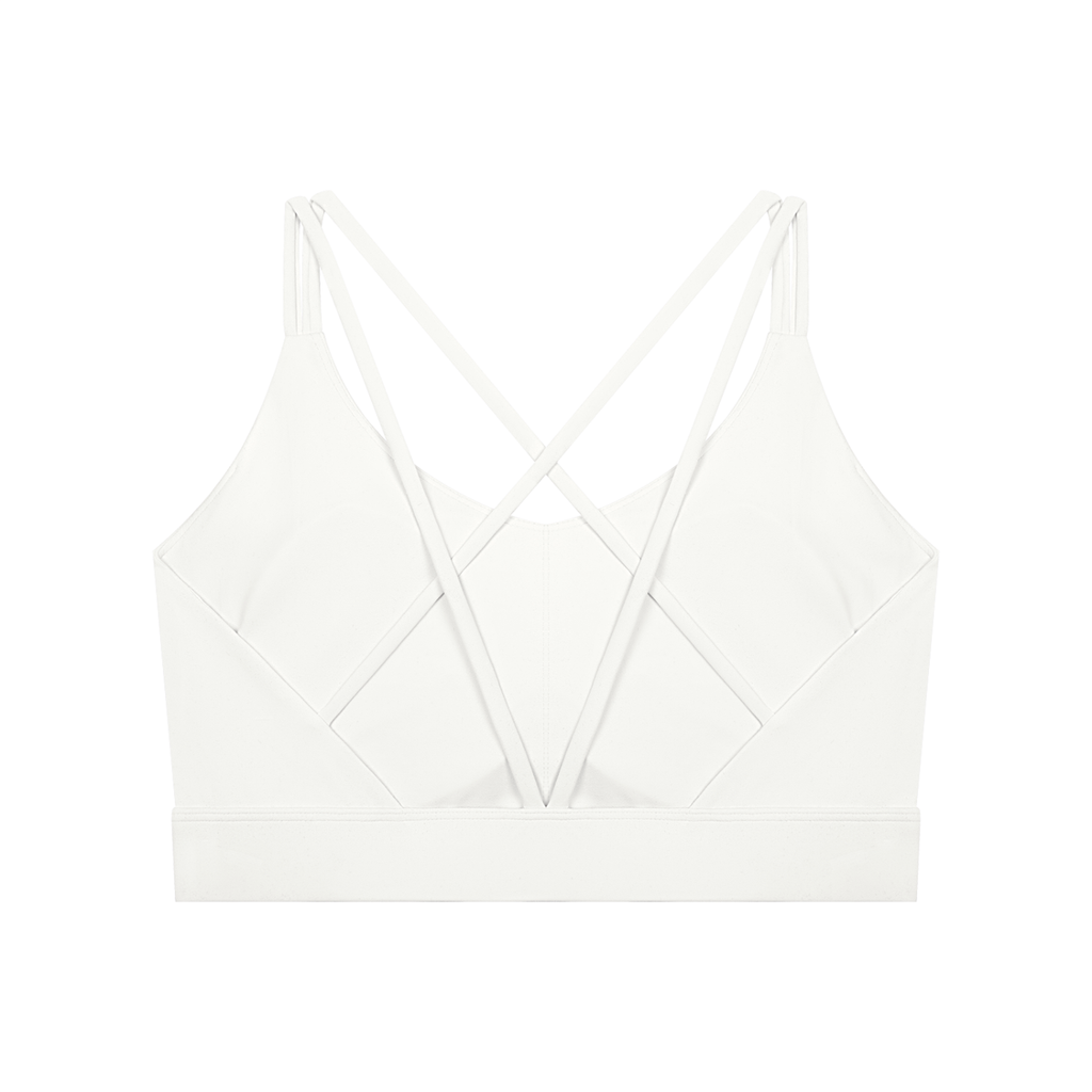 Off Script Women’s Lycra Cropped Yoga Sport Bra - White back